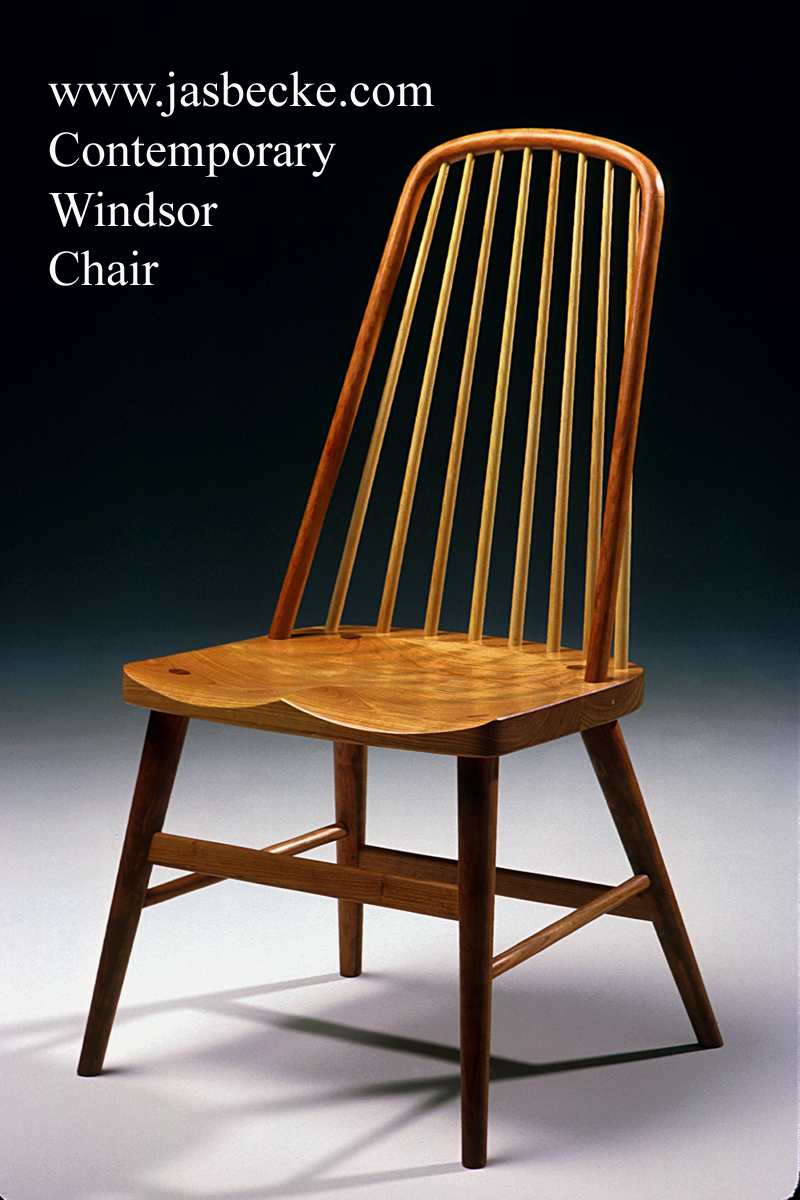 Contemporary Windsor Side Chair pictured in Cherry with Ash Spindles