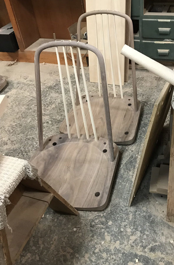In Process Walnut Windsor Chairs