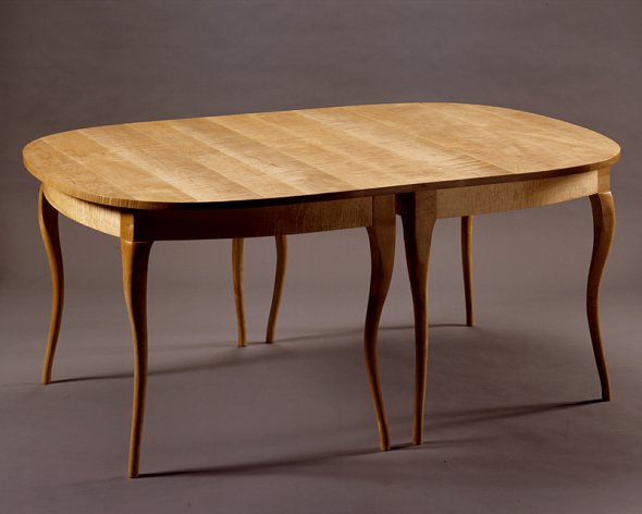 Contemporary Cabriole Leg Table Oval Extension Table Maple Table